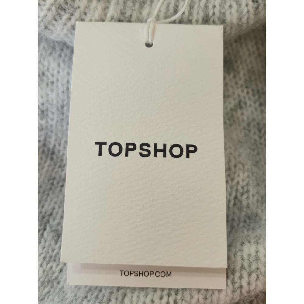 Topshop Womens M Gray Knit Split Funnel Neck Sweater Oversized Boxy NWT - Picture 13 of 15